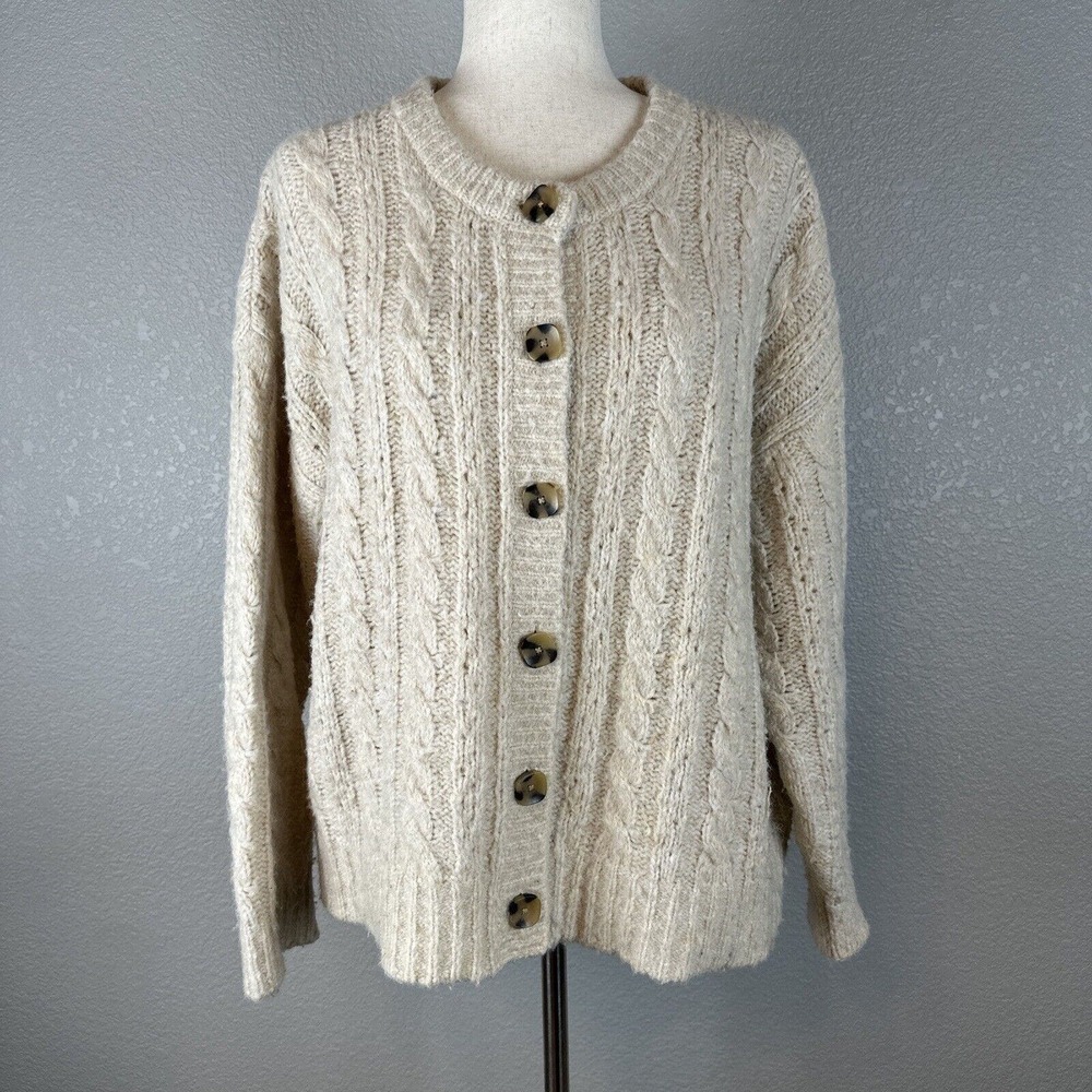 Madewell Cream Cable Knit Cardigan